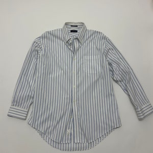 Lands End Blue Stripe Button Down