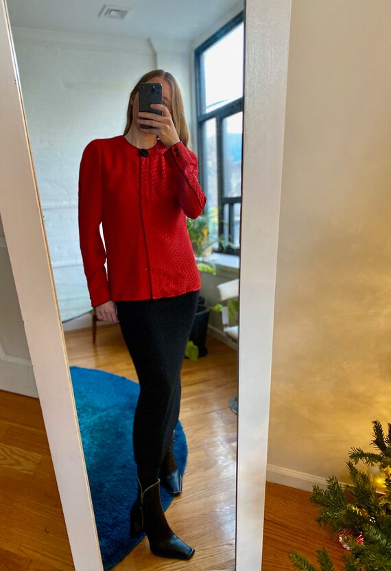 Polka Dot Red Silk Blouse