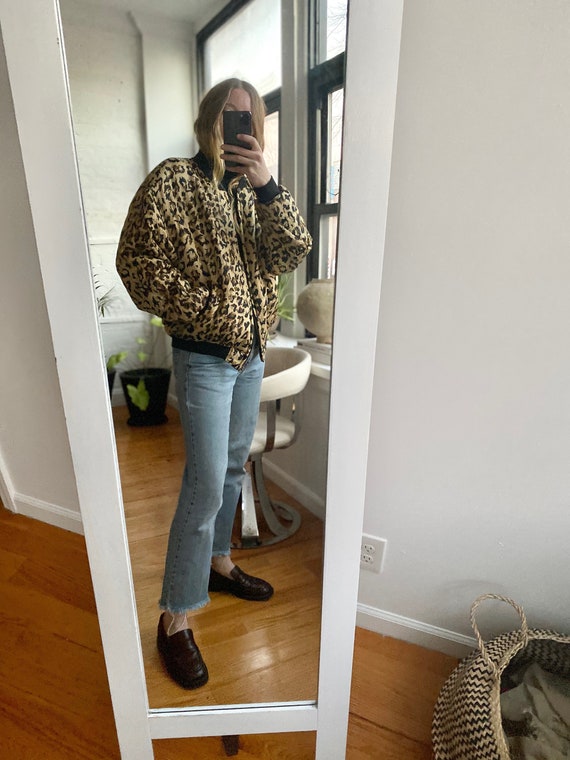 1980s Leopard-Print Silk Bomber Jacket