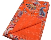 Indian Handmade mukut Print Kantha Quilt Kantha Bedding Beautiful Cotton Bedspread Bohemian Kantha Throw Kantha Blanket Bed Cover