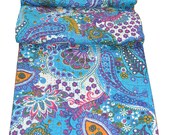 Indian Handmade Queen Size Ikat Kantha Quilt, Reversible Bedcover Bedding Throw, Quilt, Comforter, Bohemian Bedspread for Traditional Decor