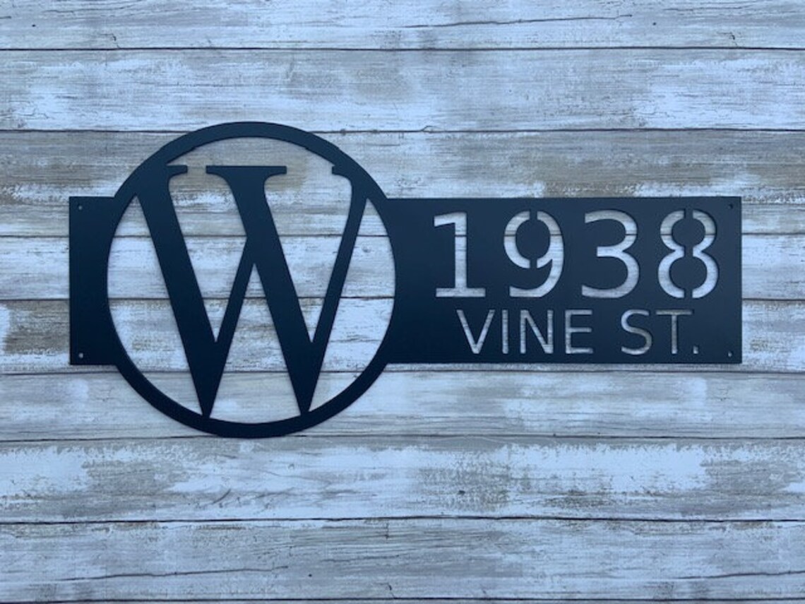 Custom Address Sign With Monogram Letter Custom Address Etsy