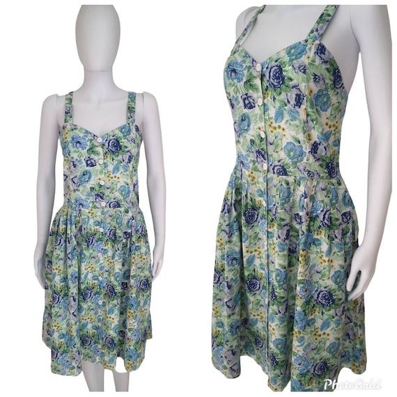 Vintage 1970s does 1940s cotton sundress medium