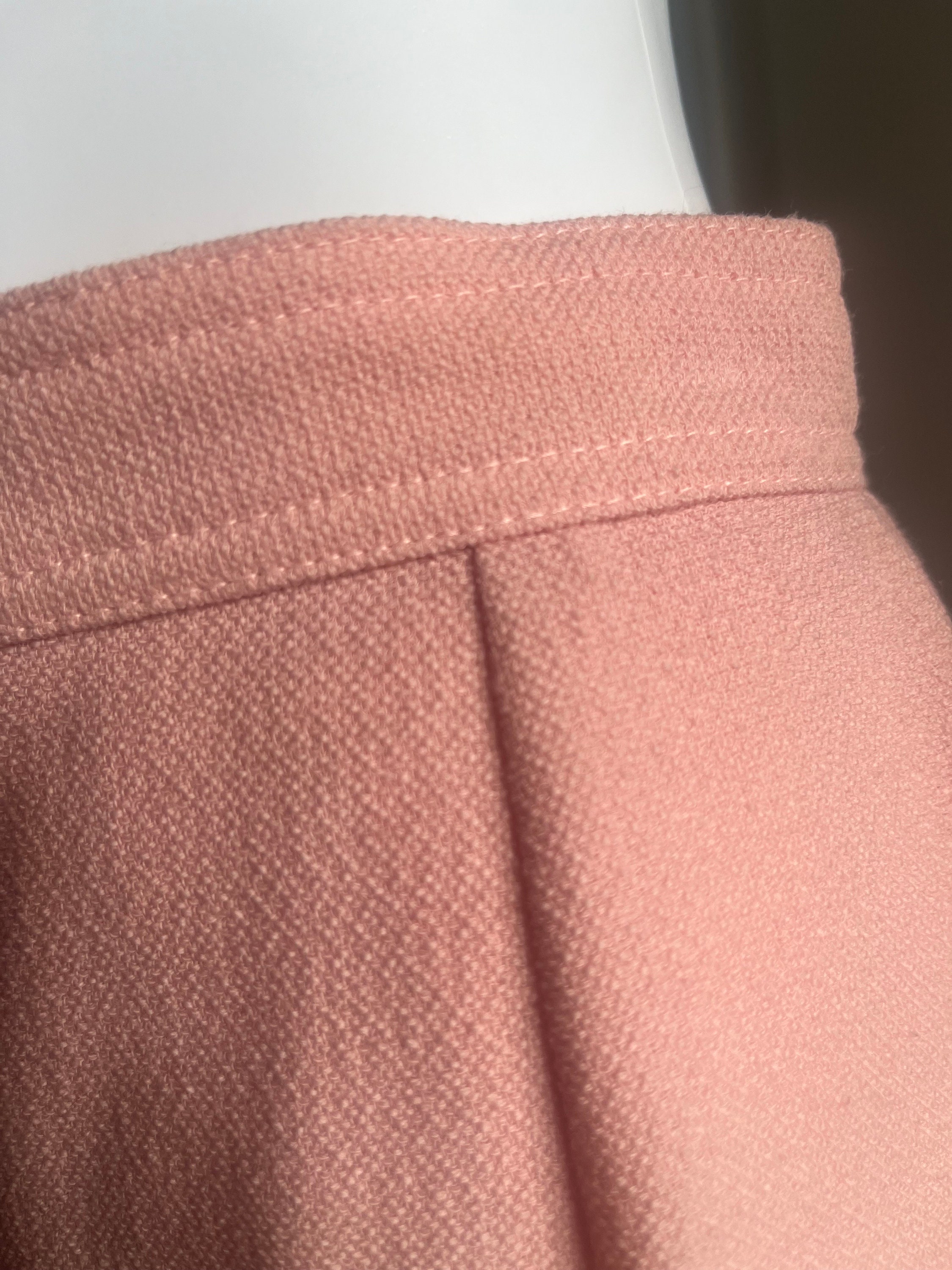 Jupe Crayon Vintage Valentino Miss V - Taille 6, Gris Et Blanc, Bordure Soie, Coton - Italie, Occasion Très Bon état