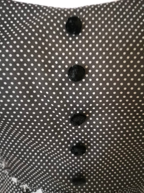 Vintage 1970s monochrome polka dot maxi dress med… - image 5