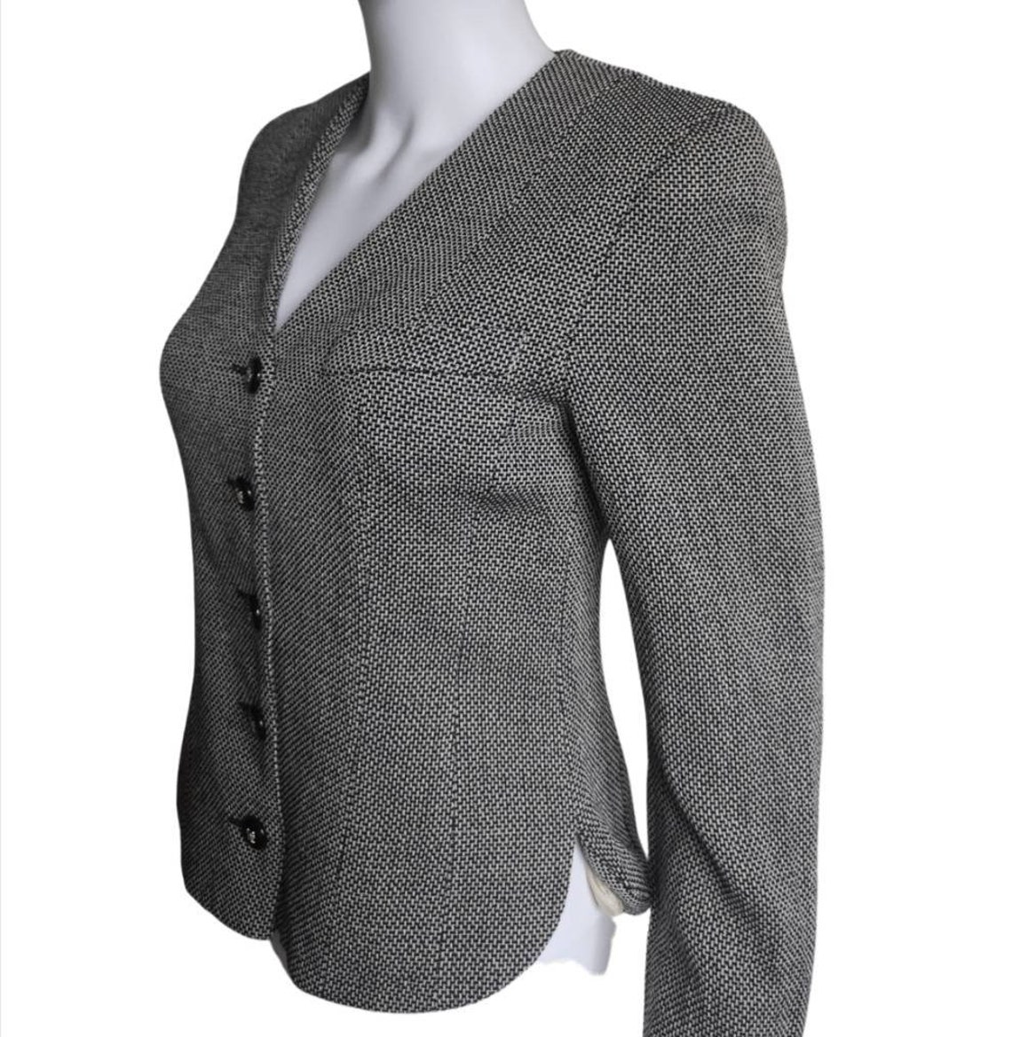 Vintage Louis Feraud Wool Blazer, 1990s Monogrammed Jacket, Small, photo 2 of 5