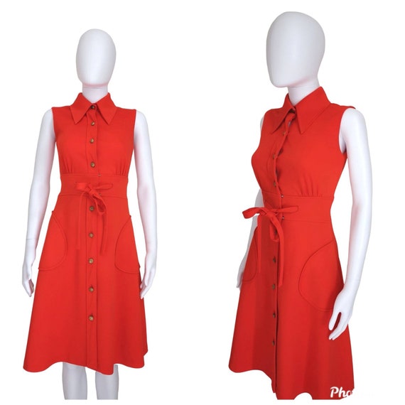 Vintage 1970s dagger collar sleeveless dress xs, v