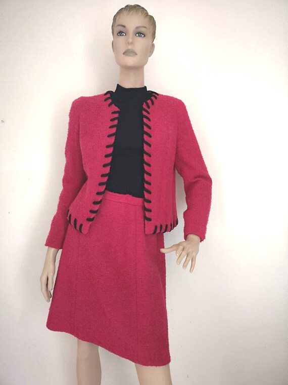 Vintage 1960s wool suit, 1960s boucle skirt suit,