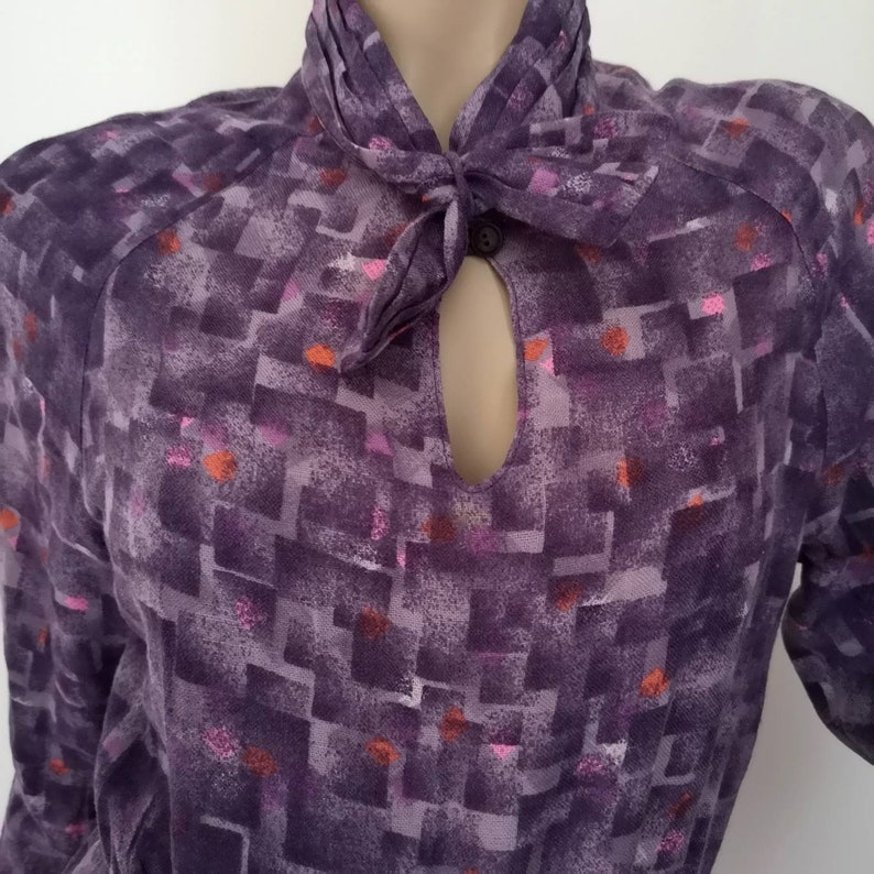 wool dress midi length medium Vintage 1970s secretary dress