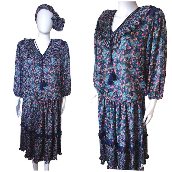 Vintage Diane Freis dress medium, vintage boho dre