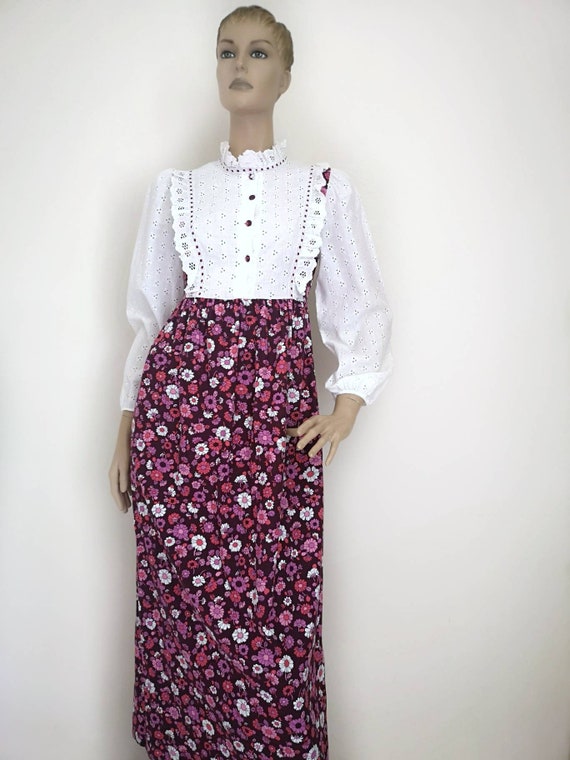 Vintage prairie dress small, 1970s prairie dress,