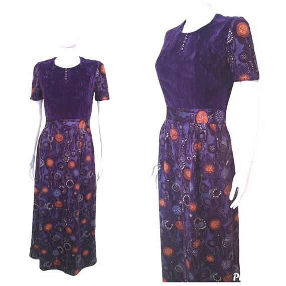 Vintage 1970s velvet maxi dress extra small xs