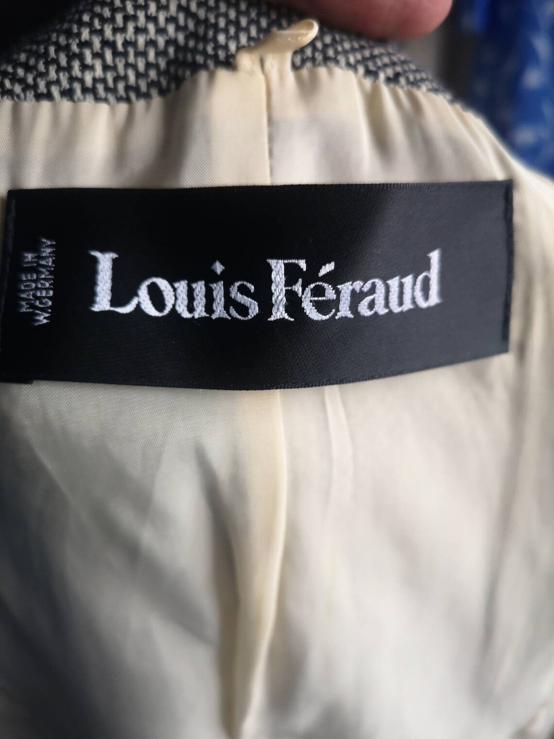 Vintage Louis Feraud Wool Blazer, 1990s Monogrammed Jacket, Small, photo 3 of 5