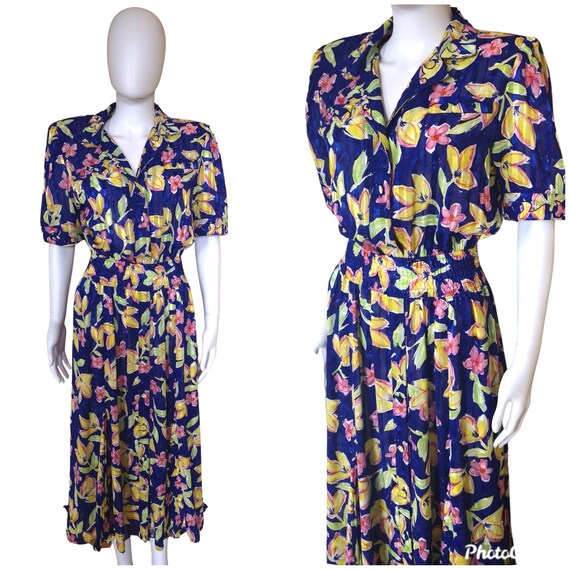 Vintage 1980s Kanga by Dale Tryon dress, 80s print