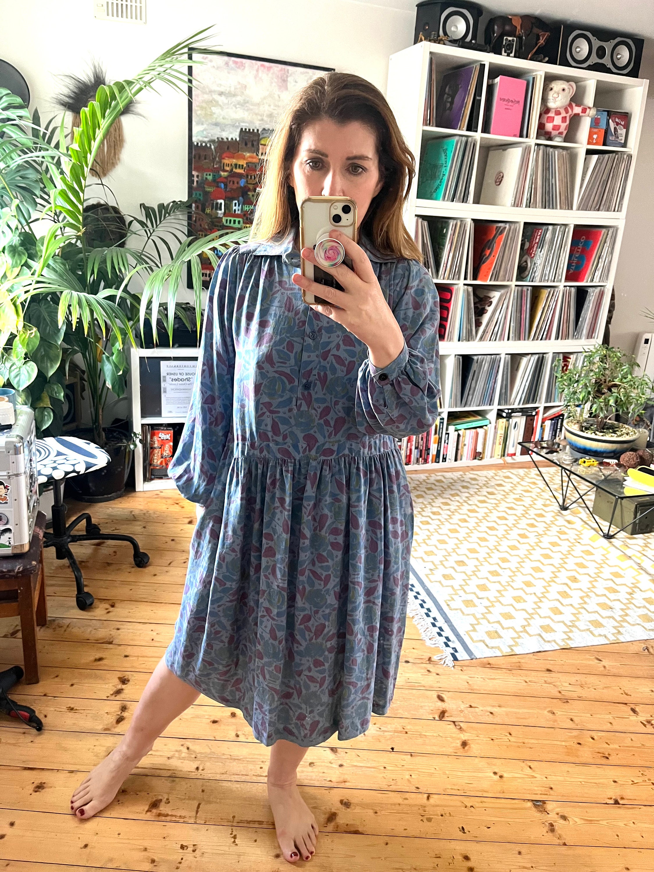 Robe Vintage Guy Laroche - Taille 42 - Laine Blanche Cassé/noir - Longueur Maxi - Très Bon état