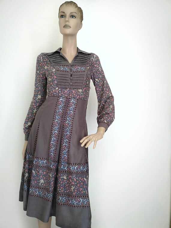 Vintage prairie dress small, 1970s cotton dress sm