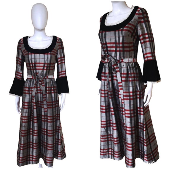 Vintage 1970s Gothic prairie dress small