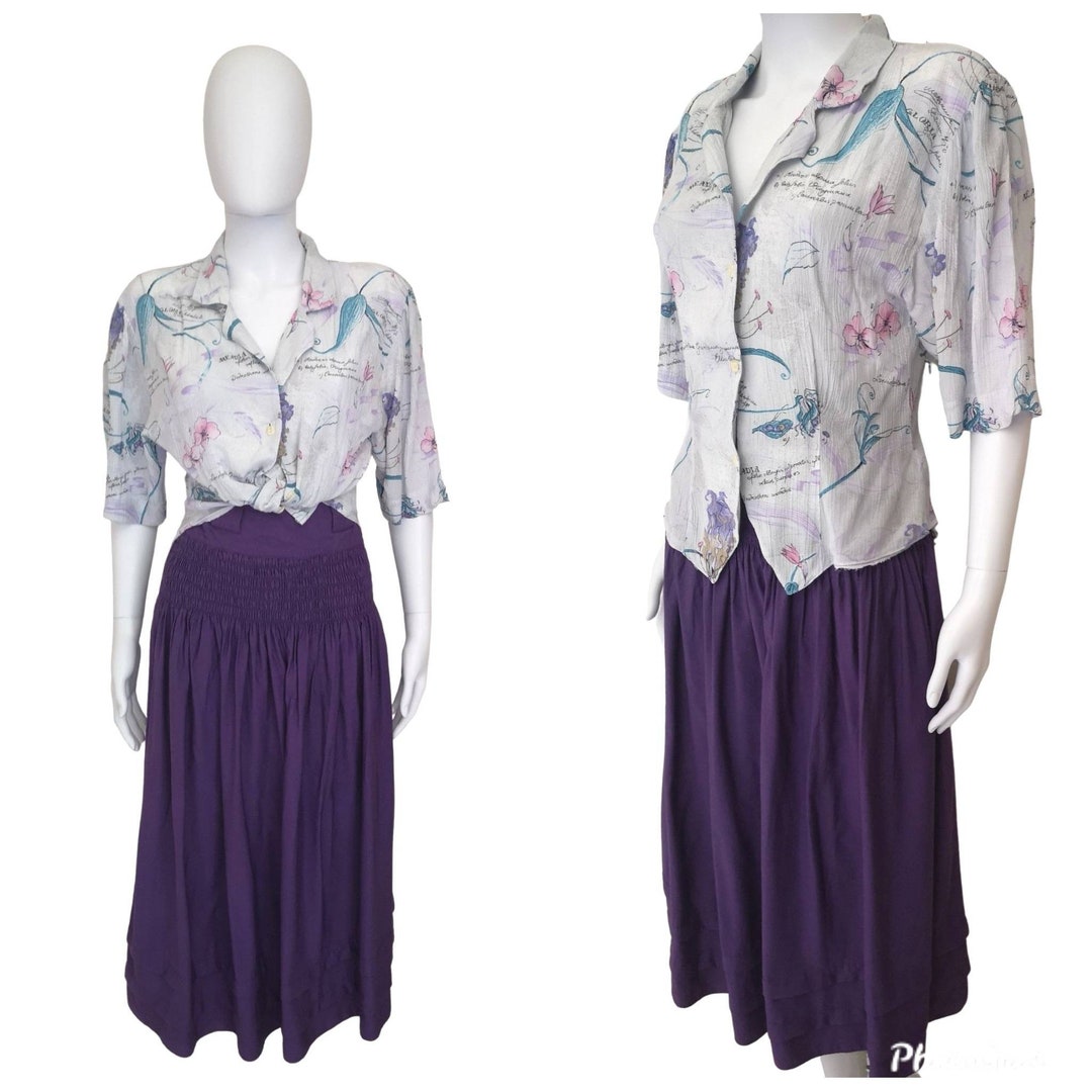 Vintage 1980s Set, Vintage 1980s Two-piece, 1980s Skirt and Blouse Set ...