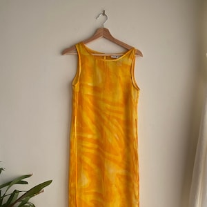 Yellow wavy sheer dress