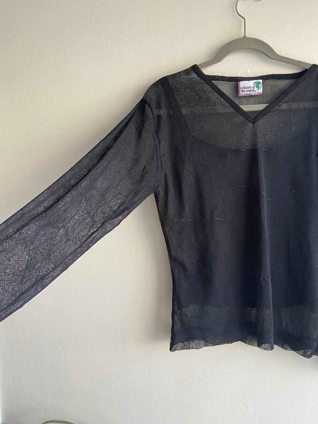 Black Sheer Long Sleeve With Undershirt Etsy