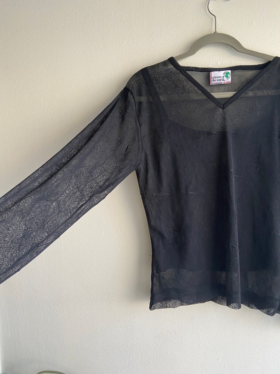 black sheer long sleeve with undershirt - Gem