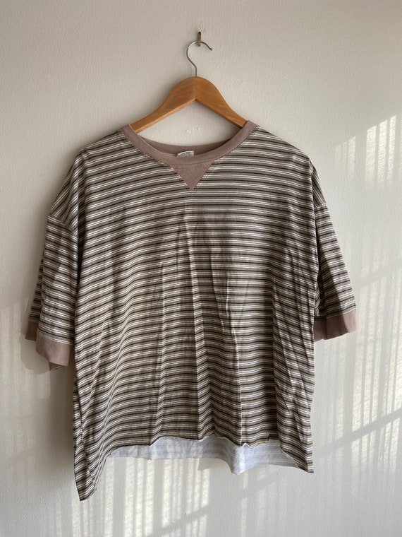 stripped oversized cropped tee