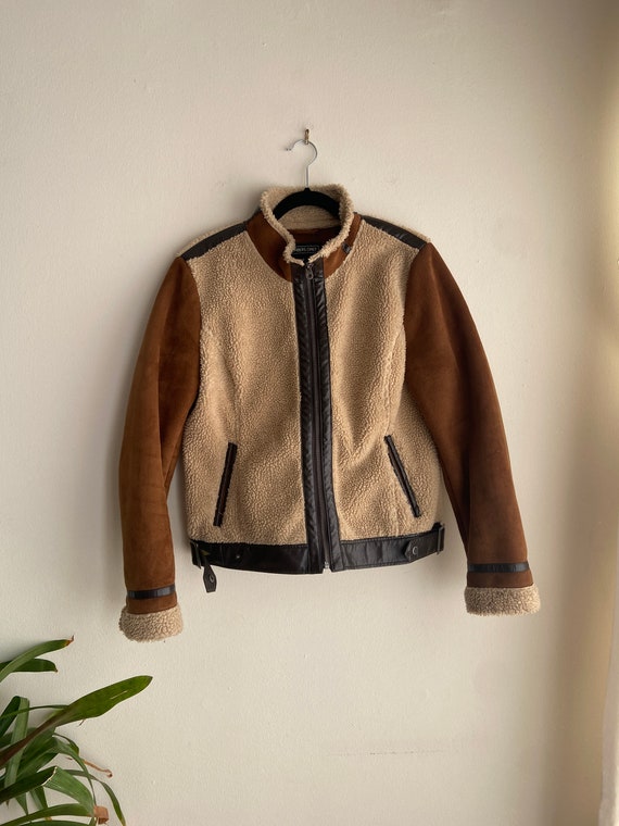 members only shearling and suade jacket