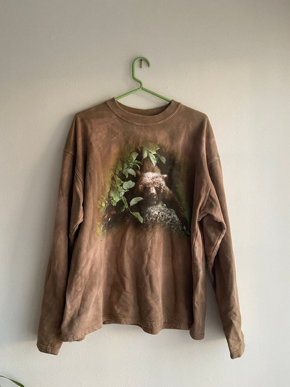 brown tie dye crewneck bear sweatshirt
