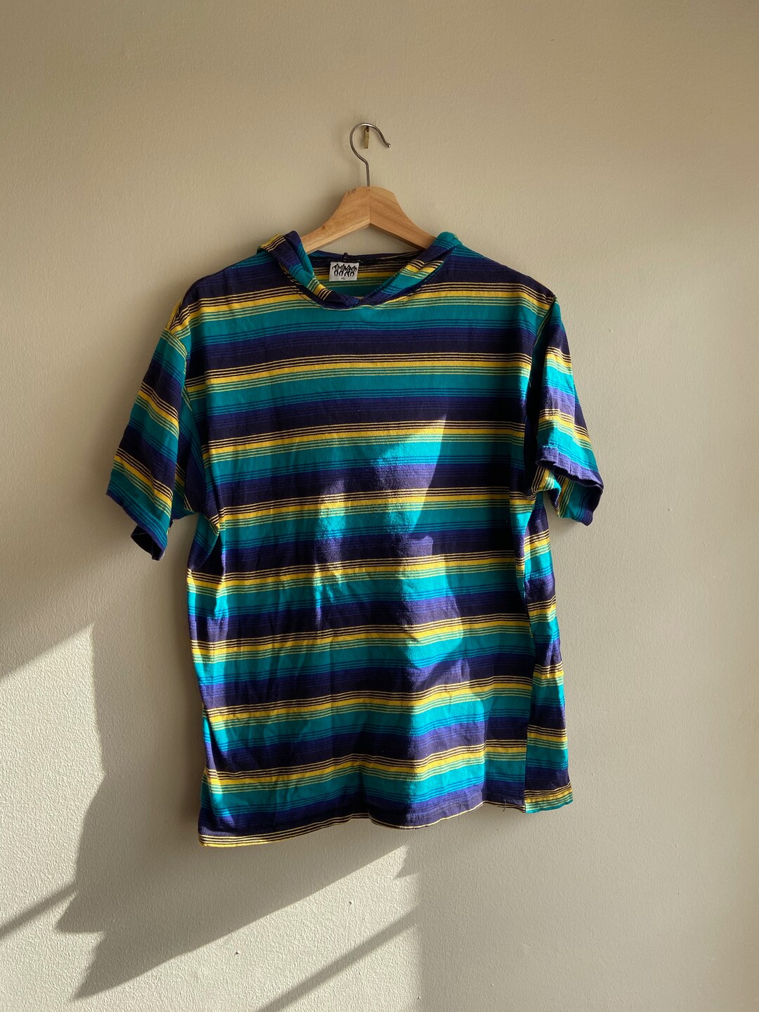 90s Skater Striped Hoodie Tee L - Etsy