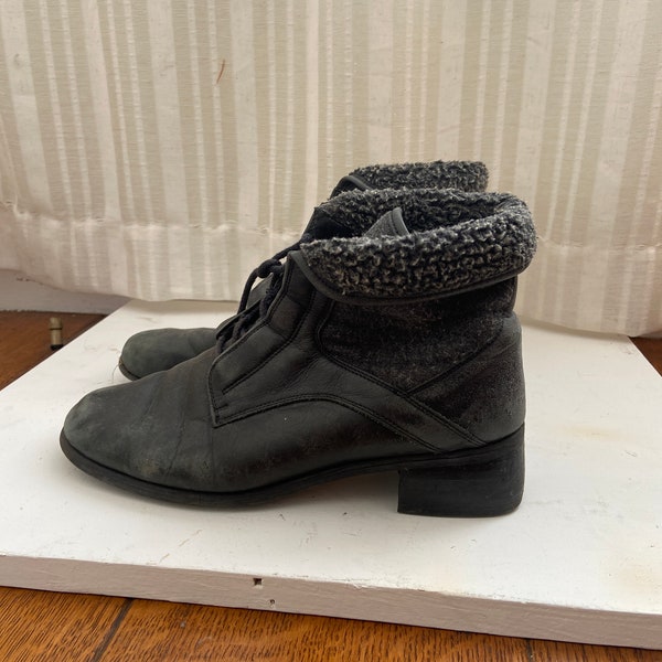 vintage black leather ankle boots 9