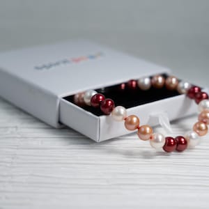 San Francisco 49ers - 7.5&quot; Maroon, Beige & White Freshwater Pearl Bracelet - Hand-Strung with Sterling Silver Clasp