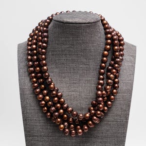 72&quot; Chocolate Freshwater Pearl Necklace / Opera  Necklace / 7.5 - 8mm Circled Baroque Freshwater Pearls / Silk Threaded and hand knotted.