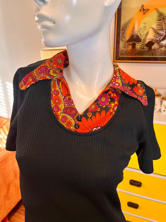 Vintage 60s/70s Black, Orange, Pink and Yellow Gr… - image 3