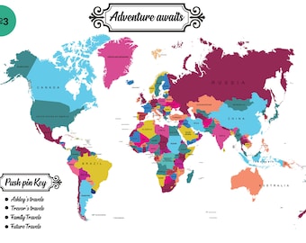 push pin travel map usa etsy