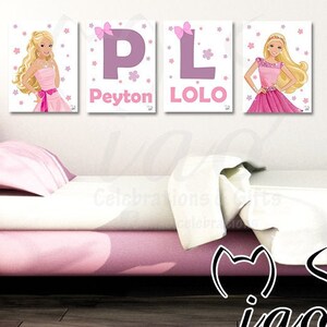 Customized Pink Barbie Wall Art Barbie 