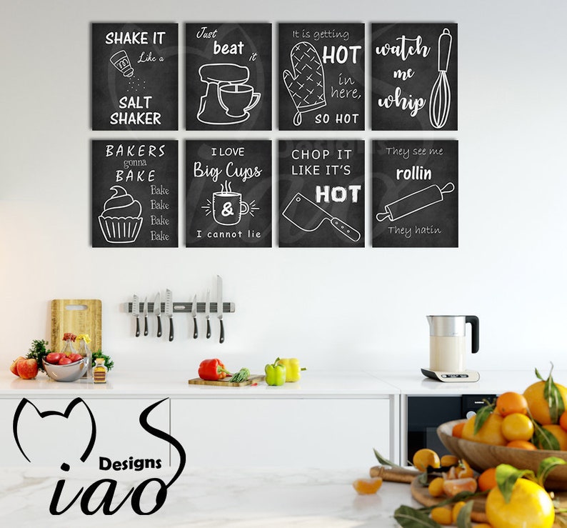 Kitchen set, kitchen kitchen print, art White printable download board, decor, Black instant kitchen prints, wall and 8, art chalk set of chalk set, prints, White download kitchen set instant printable Kitchen art of 8, decor, board, and Black kitchen print, kitchen art wall