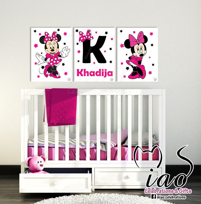 Customized Minnie Mouse Hot Pink Wall Art Print - Minnie Mouse Wall Decals For Baby Customized Minnie Mouse Hot Pink Wall Art Print - Minnie Mouse Wall Decals For Baby