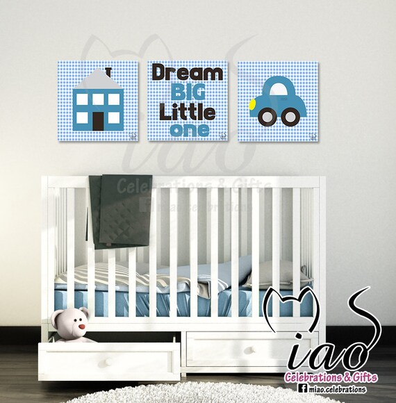 Blue Car Nursery Print House Nursery Print Baby Boy Nursery Etsy