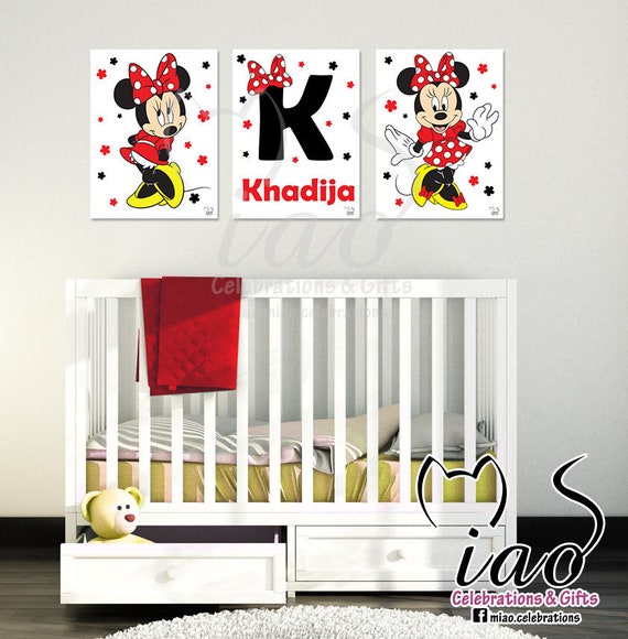 Customized Minnie Mouse Wall Art Minnie Mouse Print Red Etsy