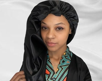 Custom Long Extended Satin Bonnet - for Locs, Braids, Hair Extensions, Wigs