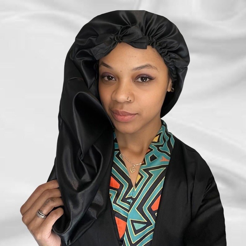 Long Extended Satin Bonnet for Braids Weaves and Locs by Simply Minovet Designs