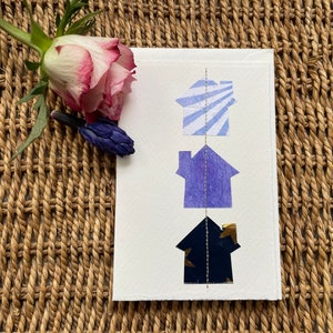 Hand made New home card. Hand cut house shapes sewn on.