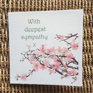Carte faite main. Avec nos plus sincères condoléances, fleur de cerisier