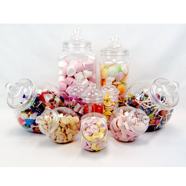 Candy Buffet Kit 10 Kunststoff Bonbongläser Hochzeit Pick & Mix Sweet Table Kunststoffbehälter