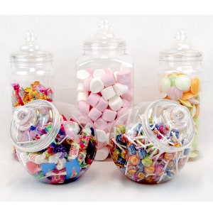 Ensemble de 5 pots de bonbons en plastique géants Candy Buffet à faire soi-même pour une table de mariage Pick & Mix Sweet Table