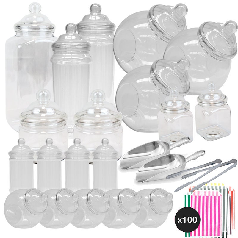Candy Buffet Kit 10 Plastic Jars Wedding Pick & Mix Sweet Table
