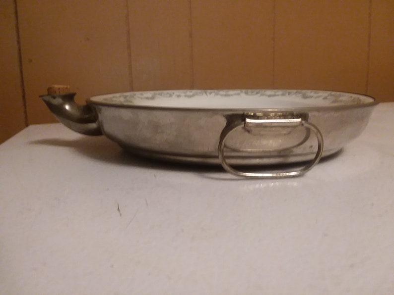 Vintage Hot Water Plate Porcelain Metal Warming Dish Chafing Etsy