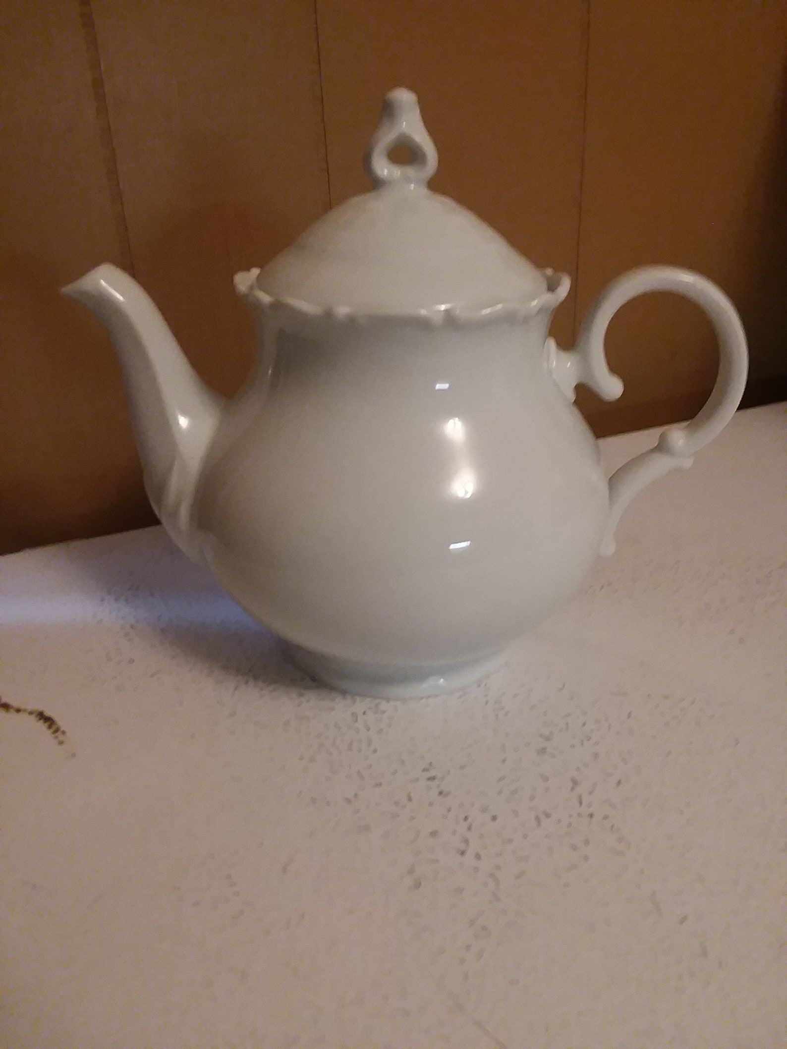 White Teapot Server 4 Cup MZ Czech Republic Embossed Design Etsy