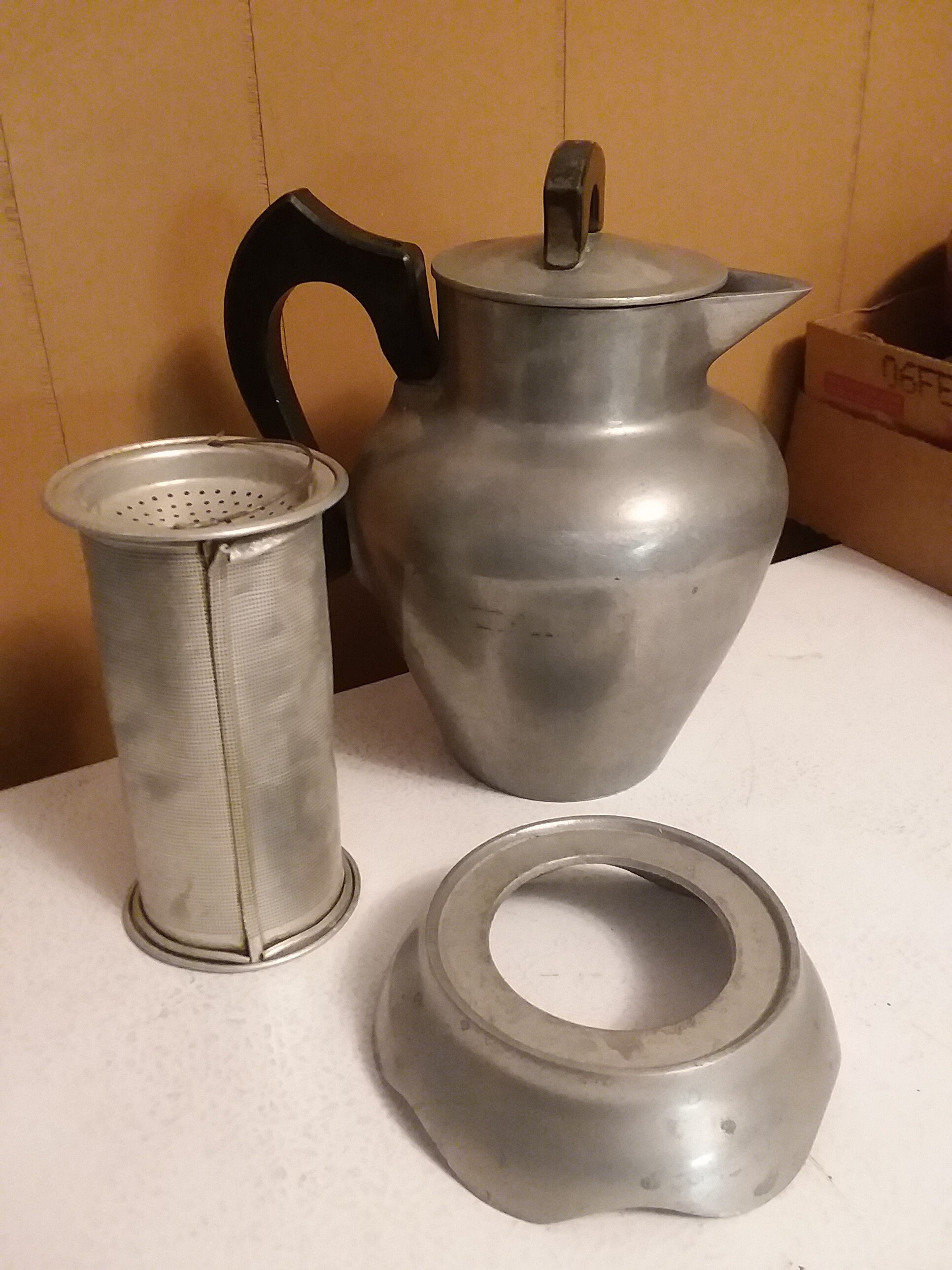 Vintage Coffee Pot Wood Handles Heavy Cast Aluminum with Etsy