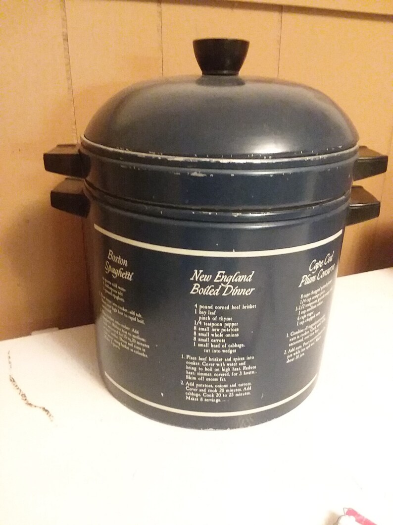 West Bend 6 Quart Aluminum Stock Pot with Basket Strainer Blue Etsy